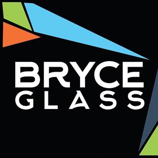 Bryce Glass logo on a black background, featuring white text and colorful geometric shapes in blue, green, and orange.
