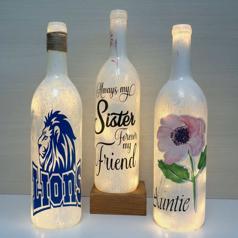 Decorated Light Wine Bottles
