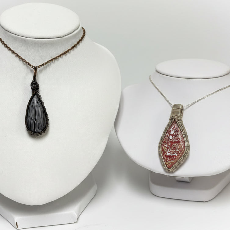 Wire Wrapped Fordite Jewelry